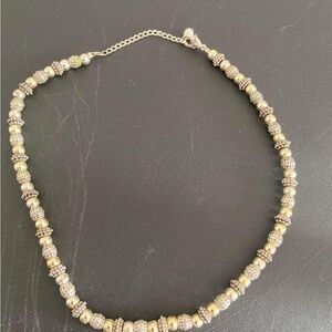 Elegant Gold and Silver Beaded Necklace